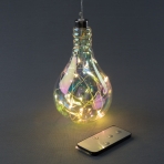 R-71719 (12) Стеклянная лампа накаливания со светод. подсветкой (тепл.бел), пульт, подвеска 10*17см