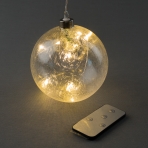R-71720 (24) Стеклянный шар со светодиодной подсветкой (тепл.белый)  D=12см, пульт, подвеска