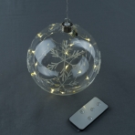 R-71728 (12) Стеклянный шар со светодиодной подсветкой (тепл.белый)  D=15см, пульт, подвеска