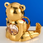 M-U-3619/GR (144) 5*4*5см. Мишка с сердцем, с 1 красным и 1 прозрачным хрусталиками, позолоченный