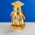 M-U-4376 (144)  4*4*7,5см  Сова магистр с 3-мя прозрачными хрусталиками, позолоченная