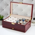 M-YW-62274 (4) Шкатулка из МДФ для 6 часов, 3 очков и отделениями для аксессуаров. 24*21*13см.