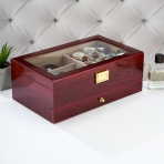 M-YW-62274 (4) Шкатулка из МДФ для 6 часов, 3 очков и отделениями для аксессуаров. 24*21*13см.