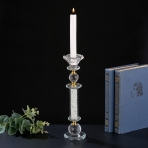 M-YW-061100 (24) Подсвечник из хрустального стекла с насыпными стразами, 7*7*26 см.