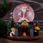 M-HY-15809 (8) Водяной шар со светодиодамии, музыкальный, с моторчиком вращающим снег, 15*13*16см.