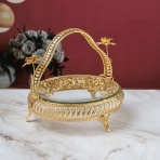 M-103060/PG (24) Фруктовница с ручкой из стекла и металла, 26*25*24,5см.