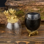 M-7324 (24) Набор из 2-х бокалов для виски Медведь и Лось 24K Gold Color Plated 350 мл, 7,5х7,5х13см