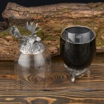 M-7325 (24) Набор из 2-х бокалов для виски Медведь и Лось 18K Silver Plated, 350 мл, 7,5х7,5х13 см