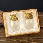 M-7327 (24) Набор из 2-х бокалов для виски Медведь и Кабан 24K Gold Color Plated 350мл, 7,5х7,5х13см
