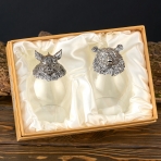 M-7328 (24) Набор из 2-х бокалов для виски Медведь и Кабан 18K Silver Plated 350 мл 7,5х7,5х13 см