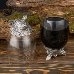 M-7328 (24) Набор из 2-х бокалов для виски Медведь и Кабан 18K Silver Plated 350 мл 7,5х7,5х13 см