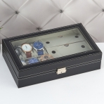M-YW-63314 (10) Шкатулка для 6 часов и 3 очков из искусственной кожи, 34х20х8 см.