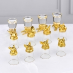 R-97017 (24) Набор 12 стопок-перевертышей Знаки зодиака 30мл, 24K Gold Color Plated, d=4,2см h=7,8см