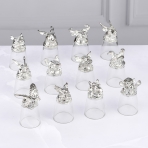 R-97018 (24) Набор из 12 стопок-перевертышей Знаки зодиака 30мл., 18K Silver Plated, d=4,2см h=7,8см