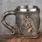 M-YW-21839 (36) Кружка "Рыбак", нержавеющая сталь/искусственный камень, 430 мл., 15,5х11х1