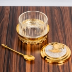 M-YW-5379 (30) Сахарница с ложкой, 10,5х9,5х9,5 см.