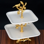 M-62031 (12) Фруктовница 2-х ярусная с Птичками, 24,5х24,5х32 см.