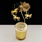 M-YW-062153 (40)  Подсвечник "Единороги" вращающийся от свечи, 24K Gold Color Plated, 8х8х