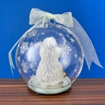 GM-323362 (24) 10,5*10,5*12см. Стеклянный шар с овечкой внутри, со светодиодной подсветкой