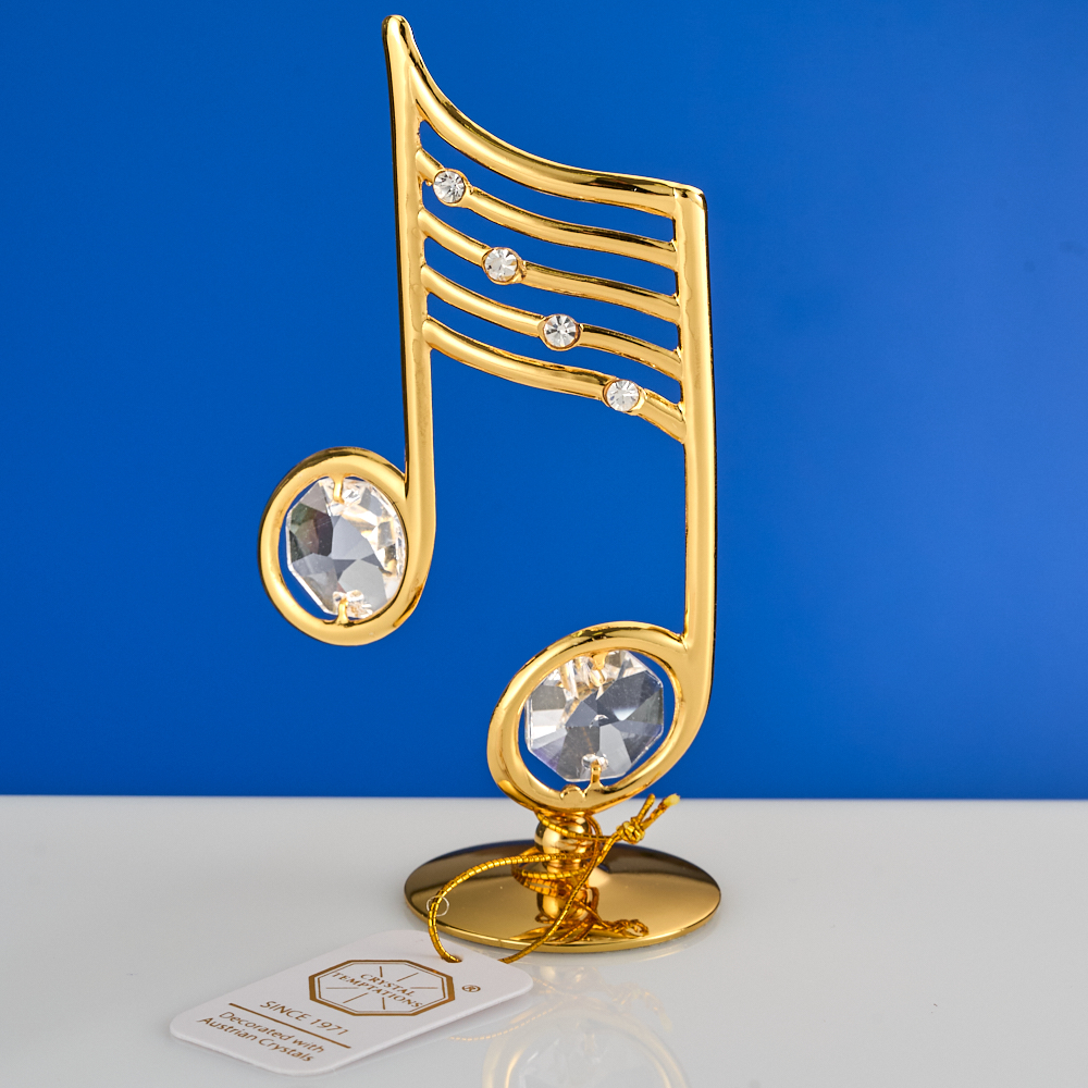 M-U-3384 (144) 5,5*3,2*9см. Нота на подставке с 2 прозрачными хрусталиками