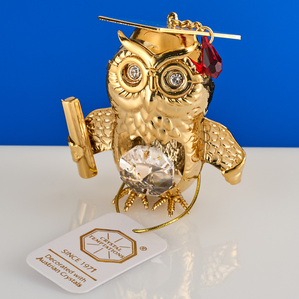 M-U-4827/GR1 (144) 4,5*3,5*5,5см.  Сова с 1 прозрачным и 1 красным хрусталиком