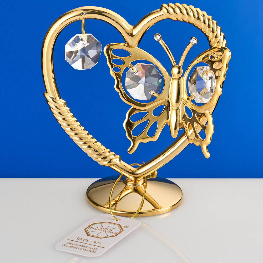 M-U-3414 (144) 9*4*8см. Сердце с бабочкой и с 3 хрусталиками