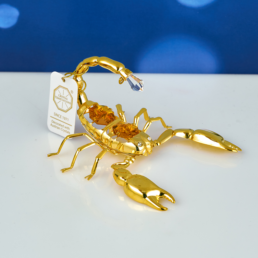 M-U-3911/GT1 (96) 9*7*6см. Скорпион с 2 желтыми и 1 прозрачным хрусталиками на хвосте