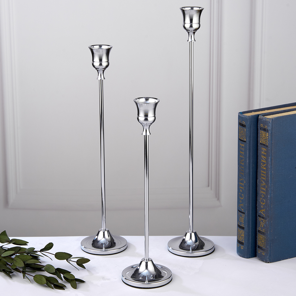 M-YW-041625 (30) Набор из 3-х подсвечников, металл, D=6,5 H=24,5/29,5/34,5см.