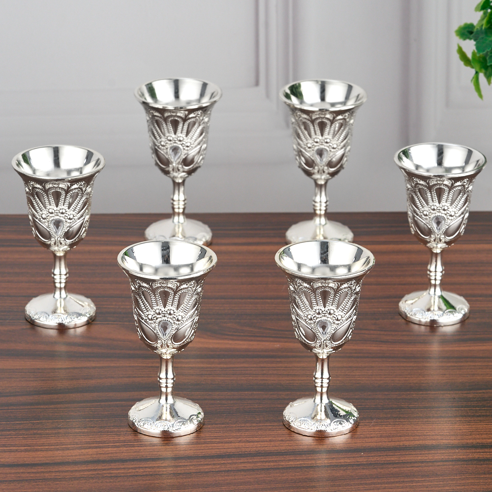M-YW-5305 (600) Набор из 6-ти рюмок, 25 мл., 18K Silver Plated, 4х4х7,5 см.