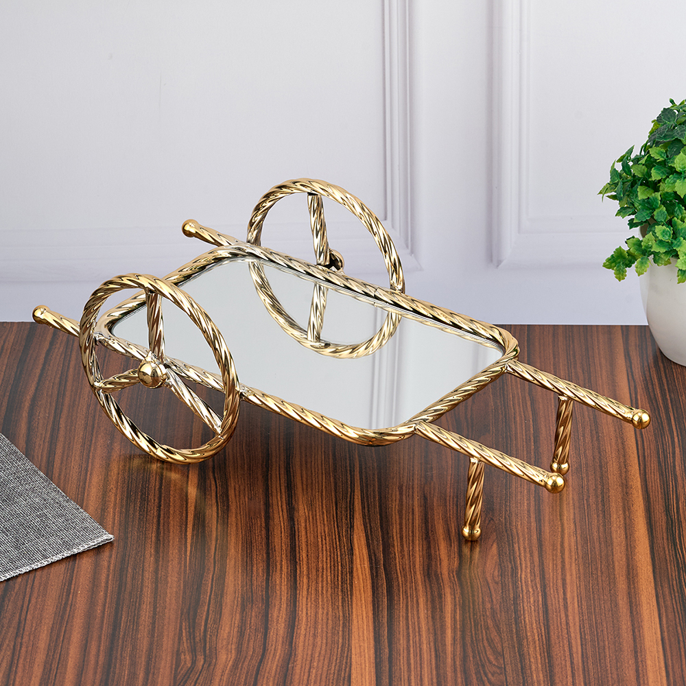 M-JX-16803 (6) Поднос сервировочный зеркальный "Телега", 40х13х22 см.