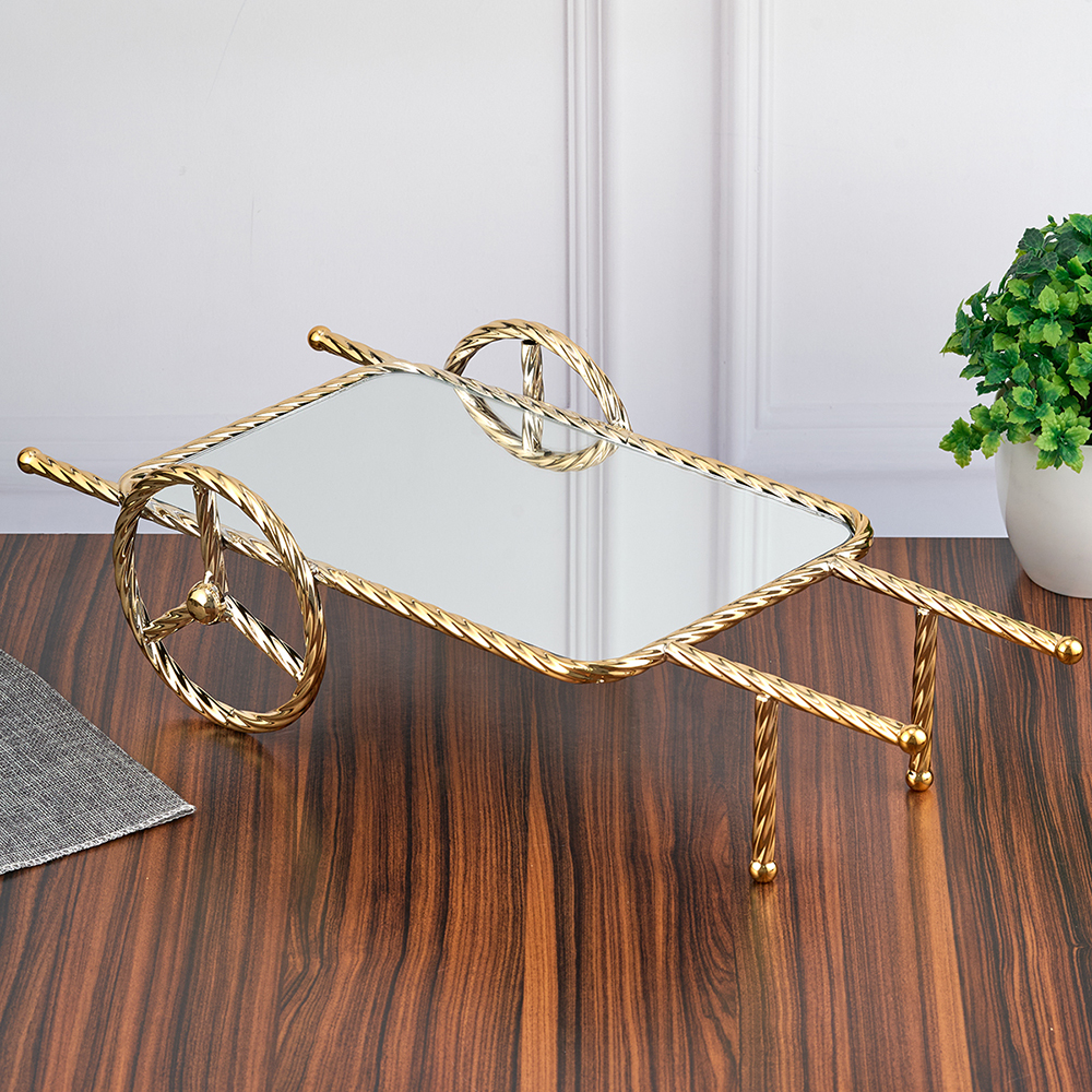 M-JX-16804 (6) Поднос сервировочный зеркальный "Телега", 49х26х12,5 см.