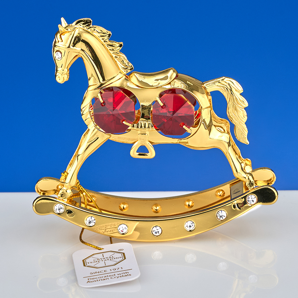 M-U-3665/LGR (144) Лошадка-качалка с 4-мя красными хрусталиками, 8,5х2,5х8 см.