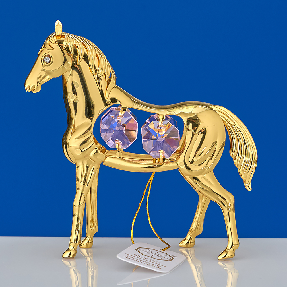 M-U-4552/LP (96)  Лошадь с 4-мя розовыми хрусталиками, 9х3х9 см.
