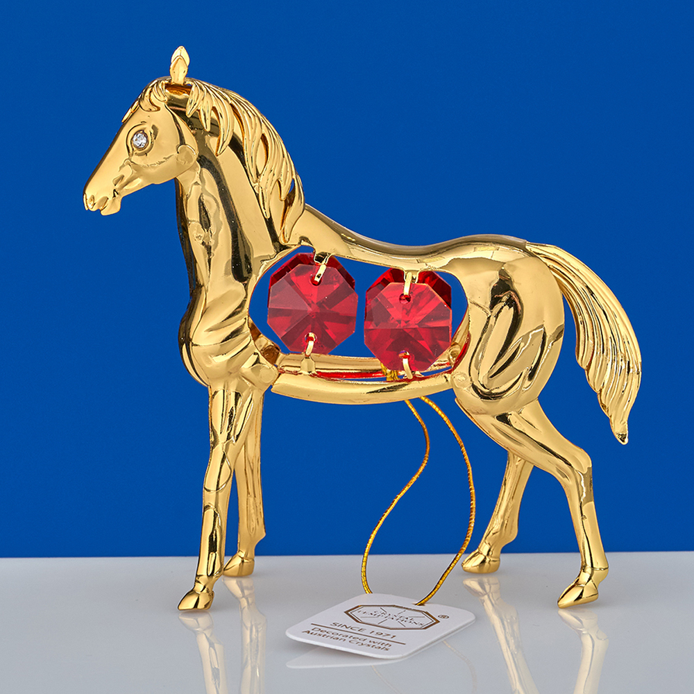 M-U-4552/LR (96)  Лошадь с 4-мя красными хрусталиками, 9х3х9 см.