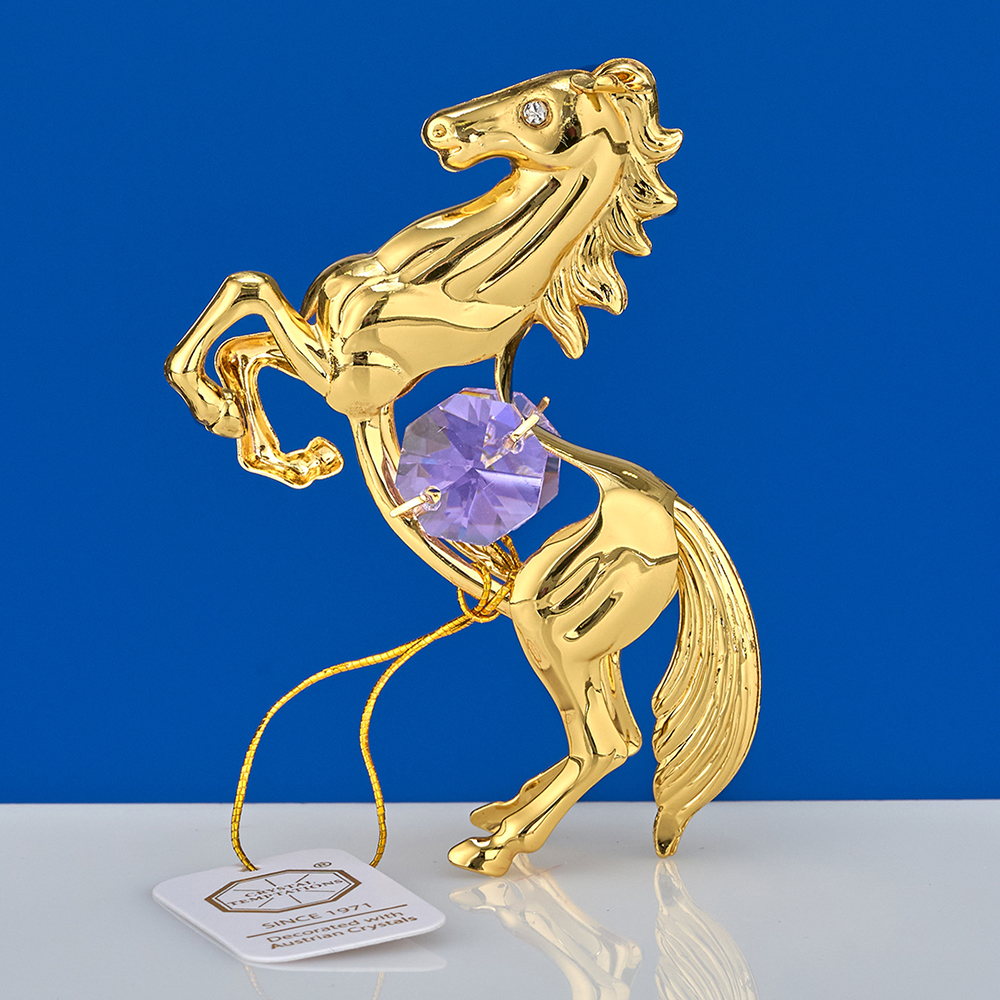 M-U-4979/LV (144) Лошадь с 2-мя фиолетовыми хрусталиками, 5,5х2х8 см.