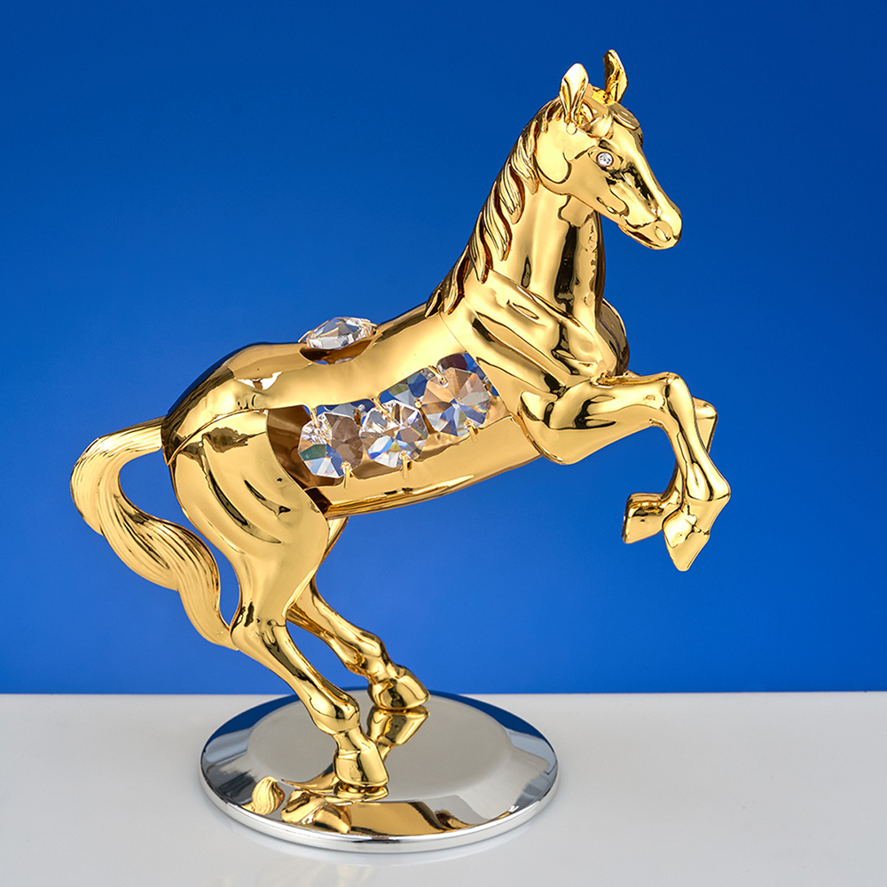 M-U-5433/LG (24) Лошадка с 7-ю прозрачными хрусталиками на подставке, 15х8х17,5 см.
