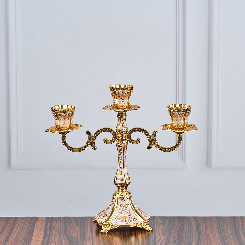 M-YW-041722 (24) Канделябр трехрожковый, металлический, 30,5х14,5х28,5 см.