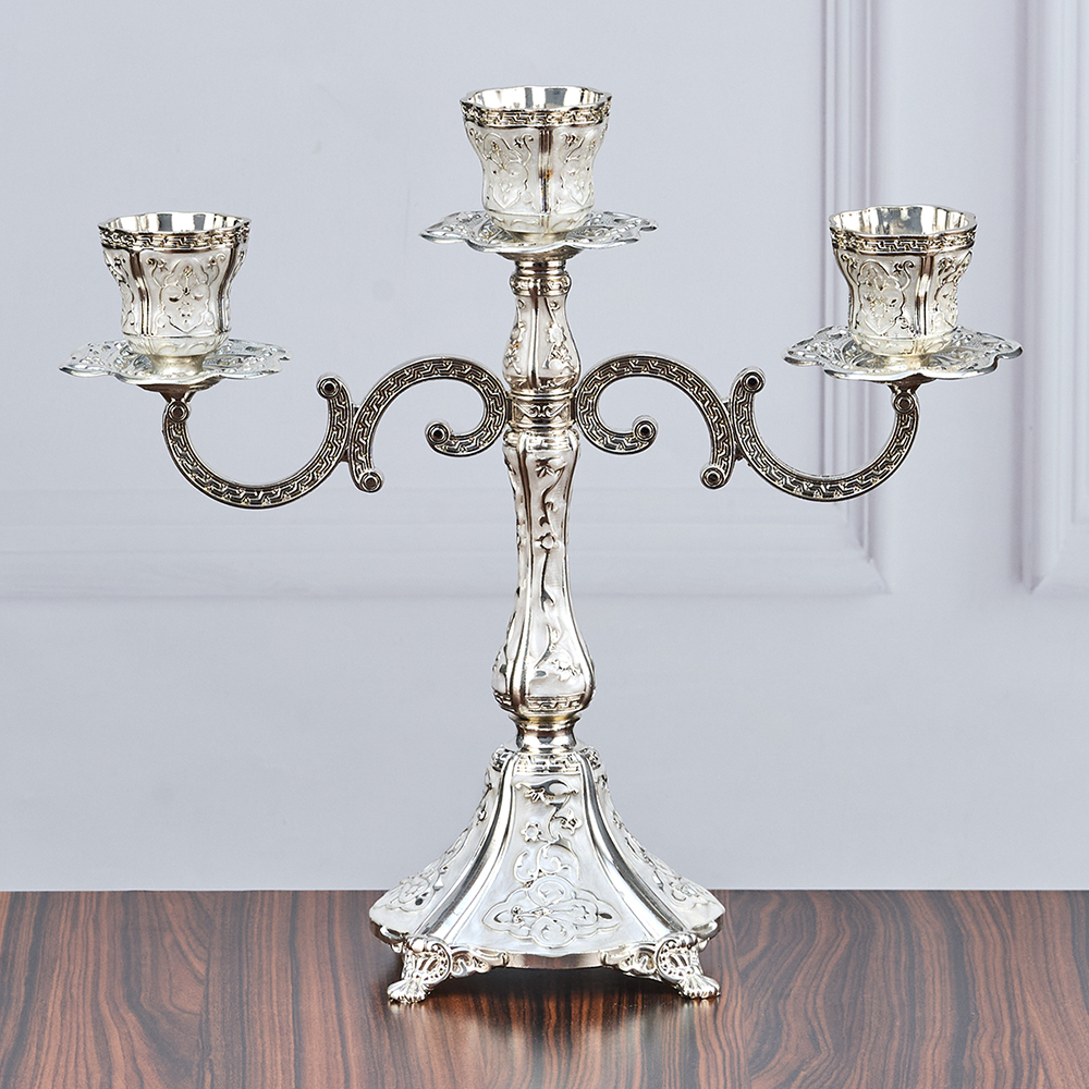 M-YW-041723 (24) Канделябр трехрожковый, металлический, 30,5х14,5х28,5 см.