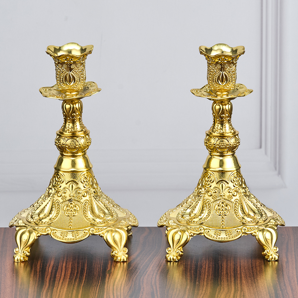 M-YW-041646 (48) Набор из 2-х подсвечников, 24K Goldplated, 10,5х10,5х17 см.