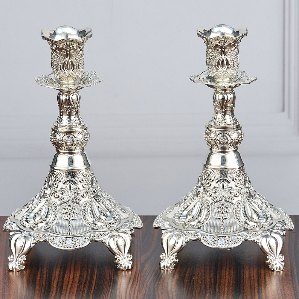 M-YW-041647 (48) Набор из 2-х подсвечников, 18K Silver Plated, 10,5х10,5х17 см.,