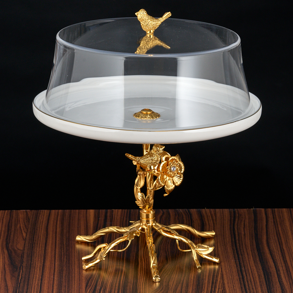 M-62003 (6) Тортница на ножке с Птичками, 29,5х29,5х34 см.