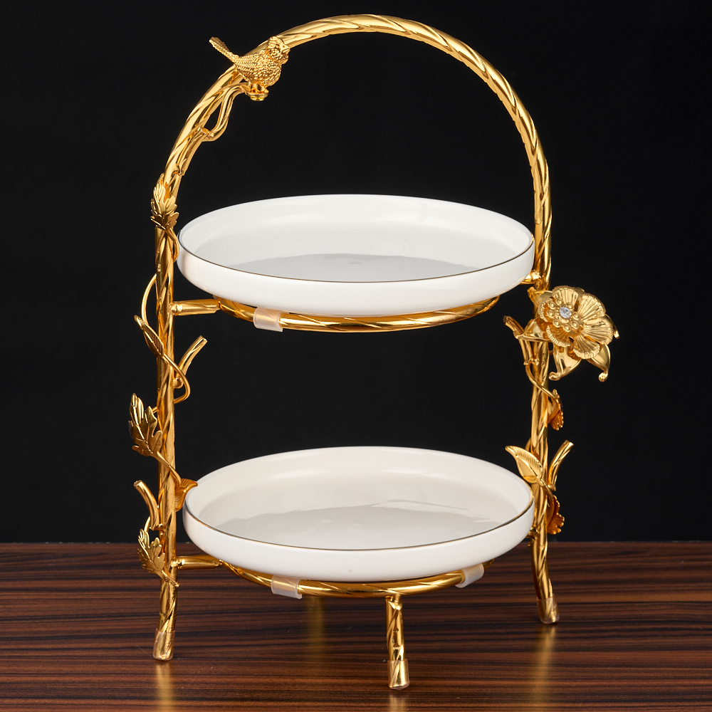 M-62012 (8) Фруктовница двухярусная с Птичками, 26х19,5х35 см.