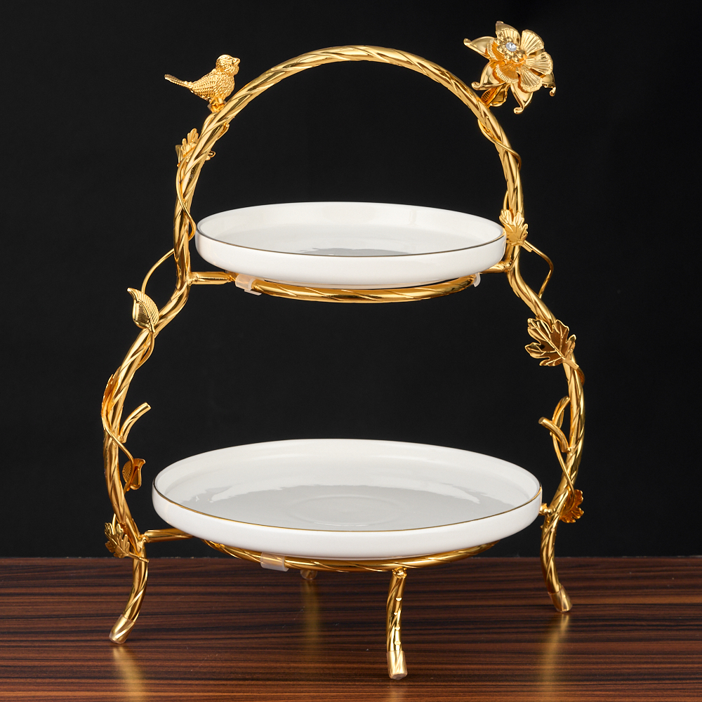 M-62014 (4) Фруктовница двухярусная с Птичками, 32,5х24,5х40 см.