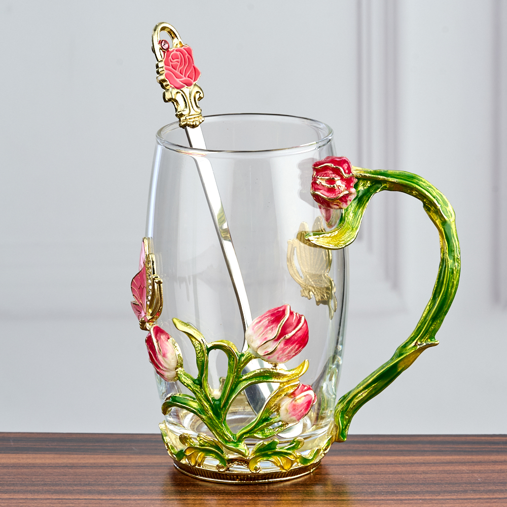 M-96329 (36) Кружка стеклянная с ложкой 