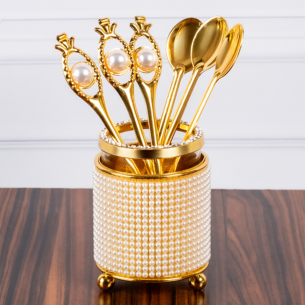 M-YW-5375 (50) Набор из 6 ложек в стаканчике, 6х6х14,5 см.