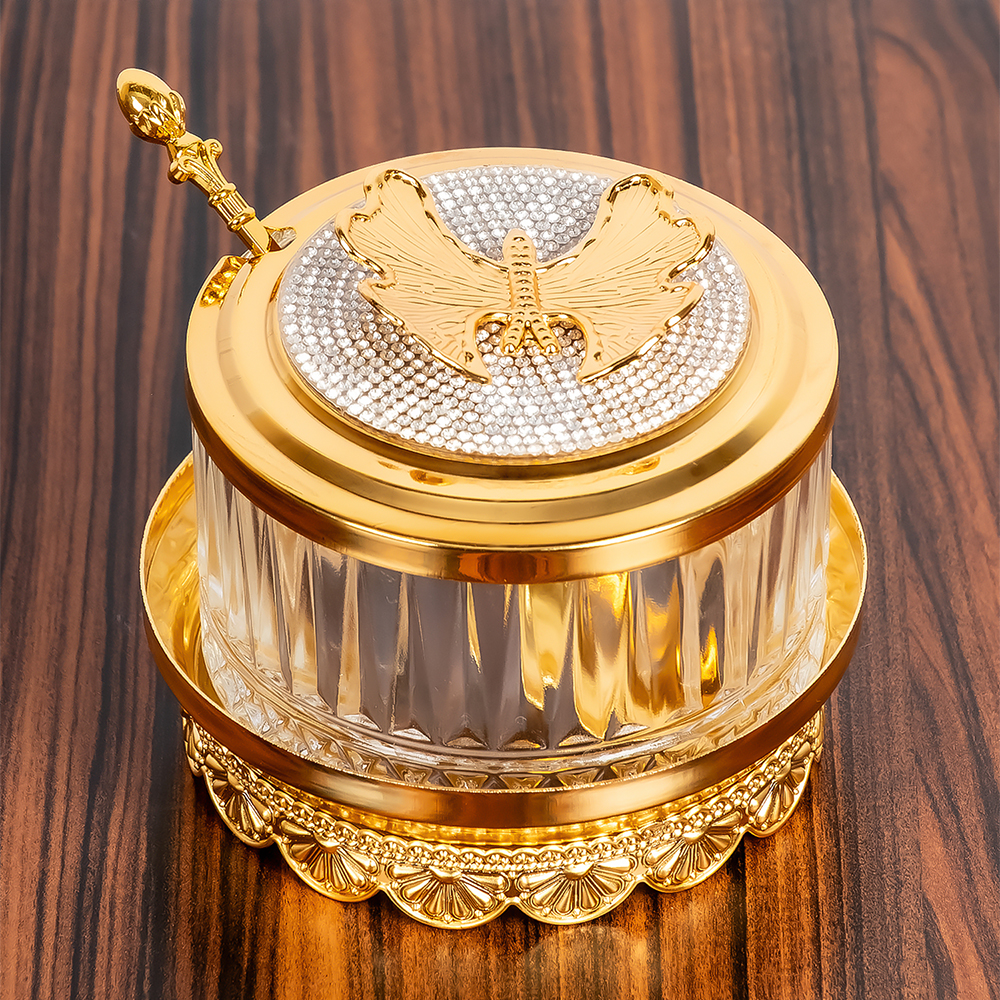 M-YW-5379 (30) Сахарница с ложкой, 10,5х9,5х9,5 см.