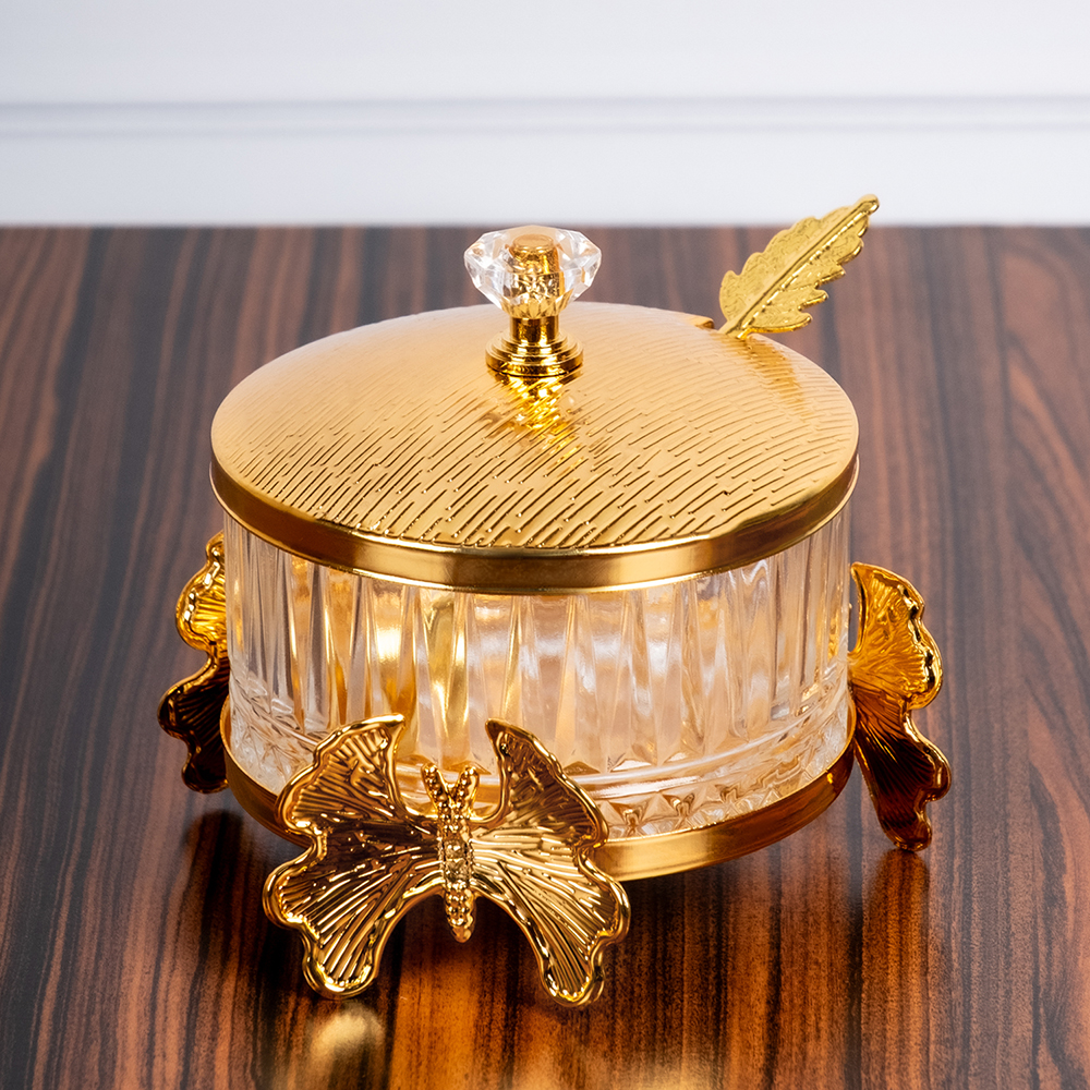 M-YW-5380 (30) Сахарница с ложкой, 9,5х9,5х10 см.