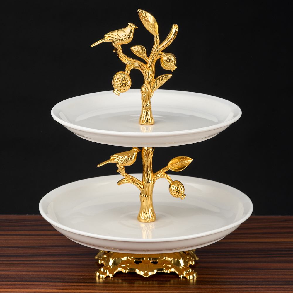 M-62028 (12) Фруктовница 2-х ярусная с Птичками, 26,5х26,5х32 см.