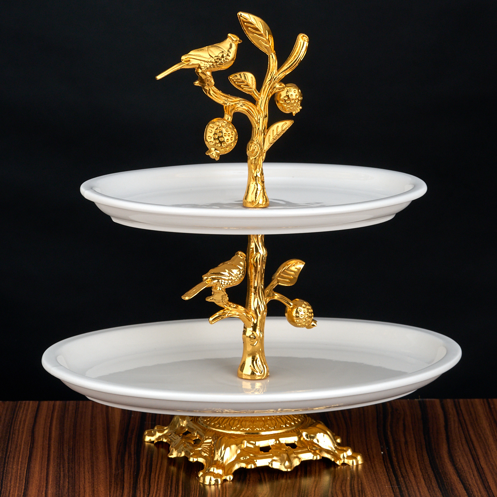 M-62029 (12) Фруктовница 2-х ярусная с Птичками, 30,5х21х32 см.