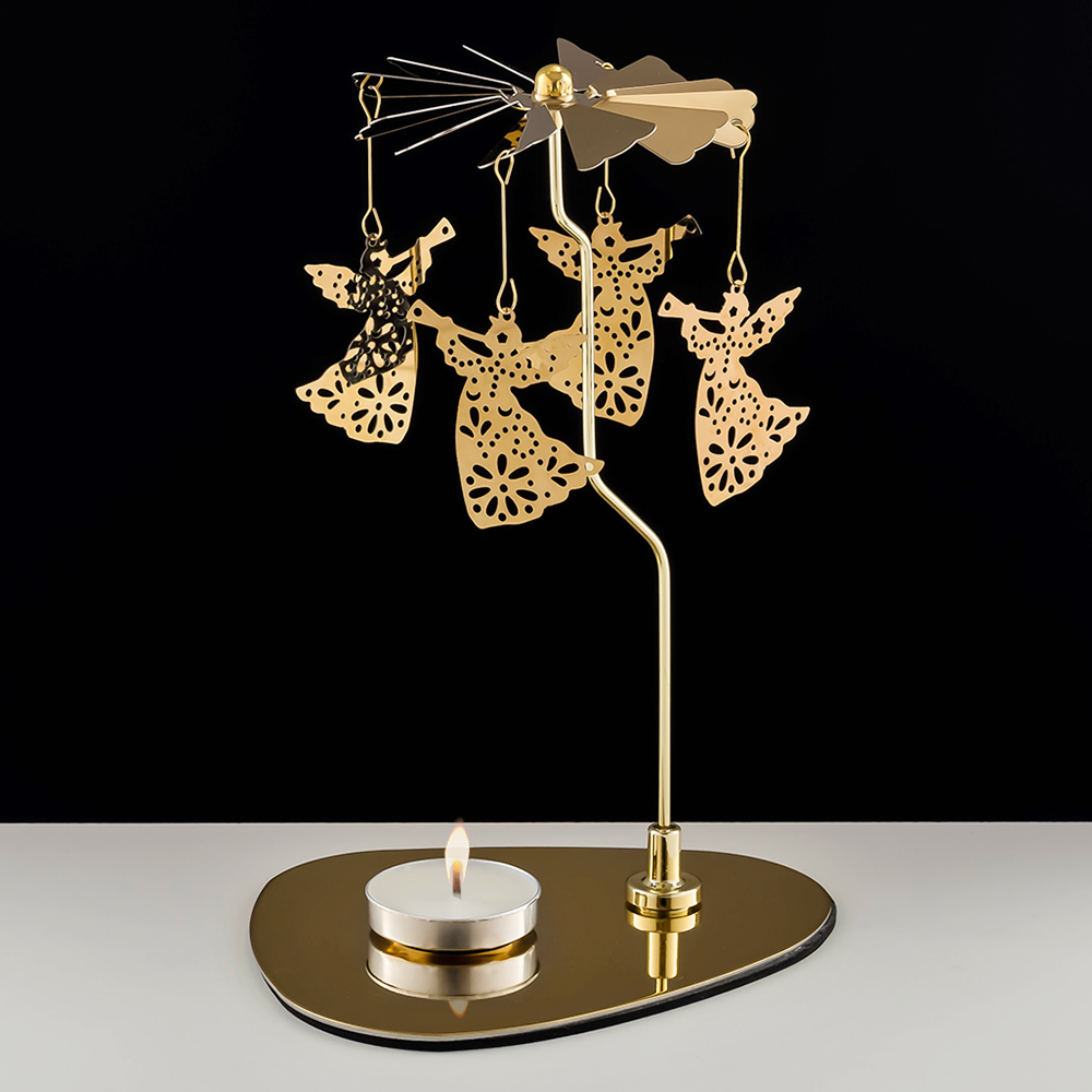 M-YW-062135 (40)  Подсвечник "Ангелы" вращающийся от свечи, 24K Gold Color Plated, 12х10,5
